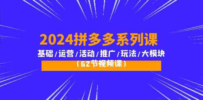 （10019期）2024拼多多系列课：基础/运营/活动/推广/玩法/大模块（62节视频课）-耐玩网创