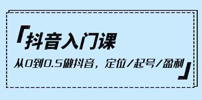 （10076期）抖音入门课，从0到0.5做抖音，定位/起号/盈利（9节课）-耐玩网创