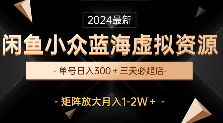 （10336期）最新闲鱼小众蓝海虚拟资源，单号日入300＋，三天必起店，矩阵放大月入1-2W-耐玩网创
