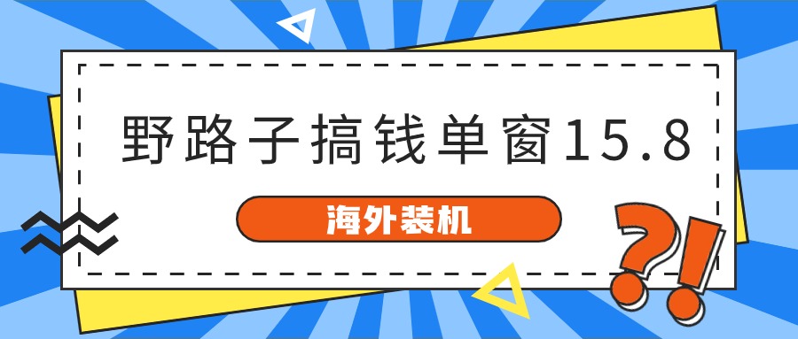 （10385期）海外装机，野路子搞钱，单窗口15.8，已变现10000+-耐玩网创