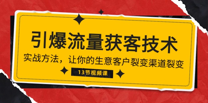 （10276期）《引爆流量 获客技术》实战方法，让你的生意客户裂变渠道裂变（13节）-耐玩网创