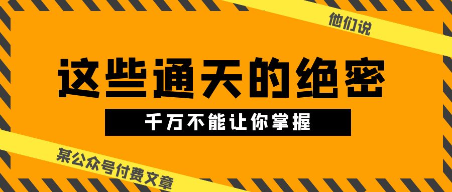（10651期）某公众号付费文章《他们说 “ 这些通天的绝密，千万不能让你掌握! ”》-耐玩网创