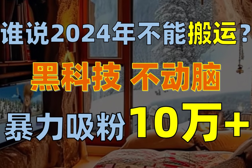 （10634期）谁说2024年不能搬运？只动手不动脑，自媒体平台单月暴力涨粉10000+-耐玩网创