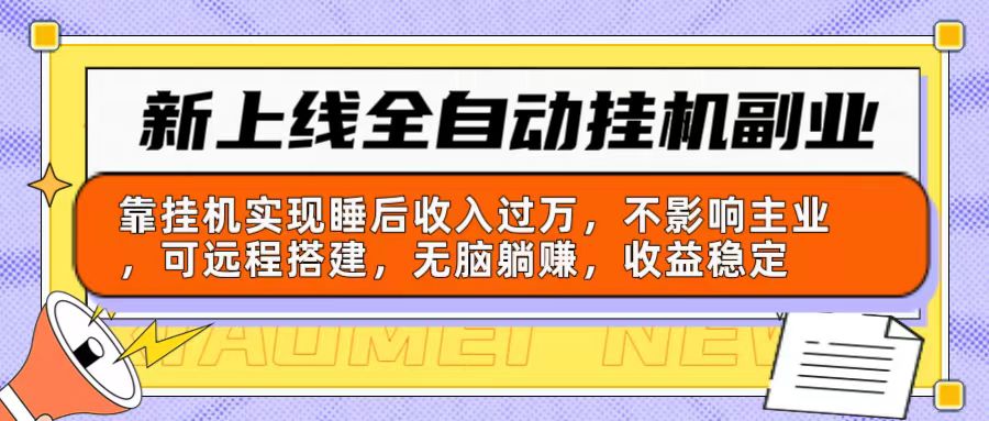 （10588期）新上线全自动挂机副业：靠挂机实现睡后收入过万，不影响主业可远程搭建…-耐玩网创