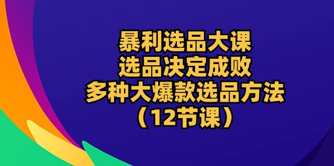 （10521期）暴利 选品大课：选品决定成败，教你多种大爆款选品方法（12节课）-耐玩网创