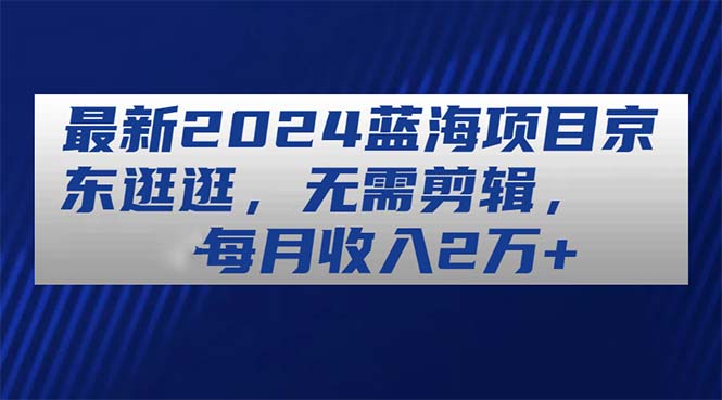 （11041期）最新2024蓝海项目京东逛逛，无需剪辑，每月收入2万+-耐玩网创