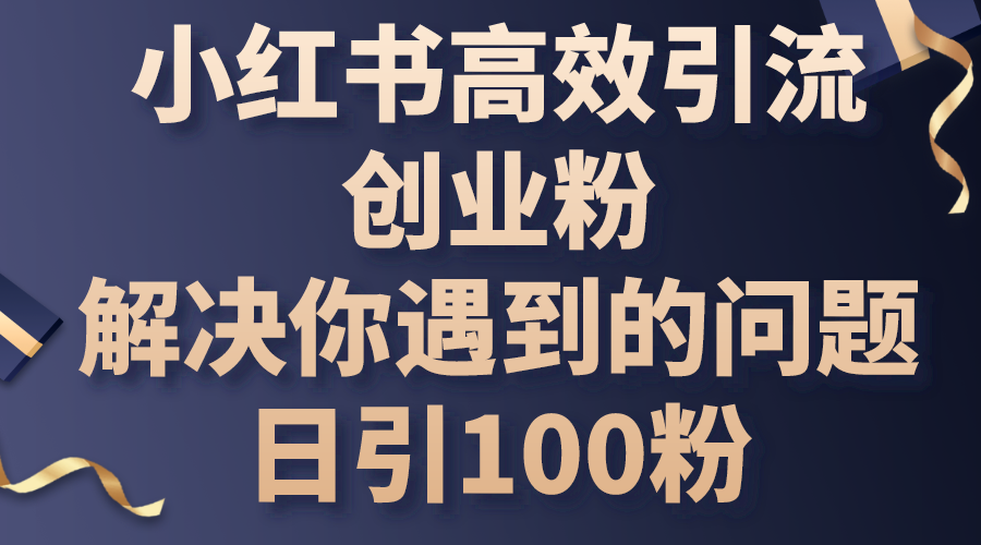 （10929期）小红书高效引流创业粉，解决你遇到的问题，日引100粉-耐玩网创