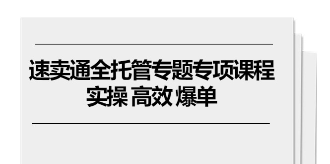 （10917期）速卖通 全托管专题专项课程，实操 高效 爆单（11节课）-耐玩网创