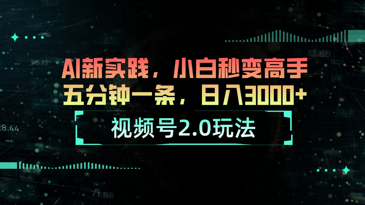 （10888期）视频号2.0玩法 AI新实践，小白秒变高手五分钟一条，日入3000+-耐玩网创