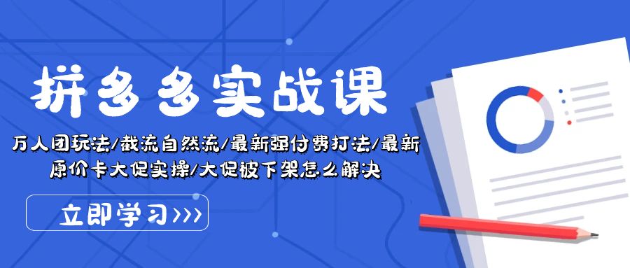 （10865期）拼多多·实战课：万人团玩法/截流自然流/最新强付费打法/最新原价卡大促..-耐玩网创