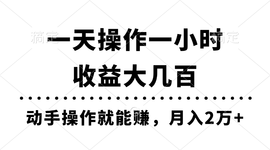 （11263期）一天操作一小时，收益大几百，动手操作就能赚，月入2万+教学-耐玩网创