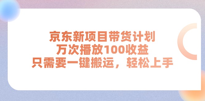 （11300期）京东新项目带货计划，万次播放100收益，只需要一键搬运，轻松上手-耐玩网创