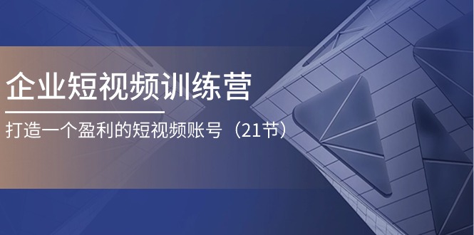 （11278期）企业短视频训练营：打造一个盈利的短视频账号（21节）-耐玩网创