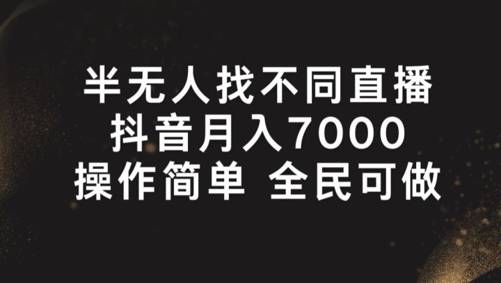 半无人找不同直播，月入7000+，操作简单 全民可做【揭秘】-耐玩网创