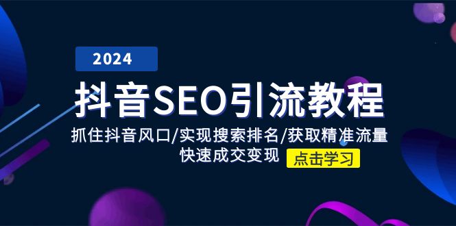 （11352期）抖音 SEO引流教程：抓住抖音风口/实现搜索排名/获取精准流量/快速成交变现-耐玩网创
