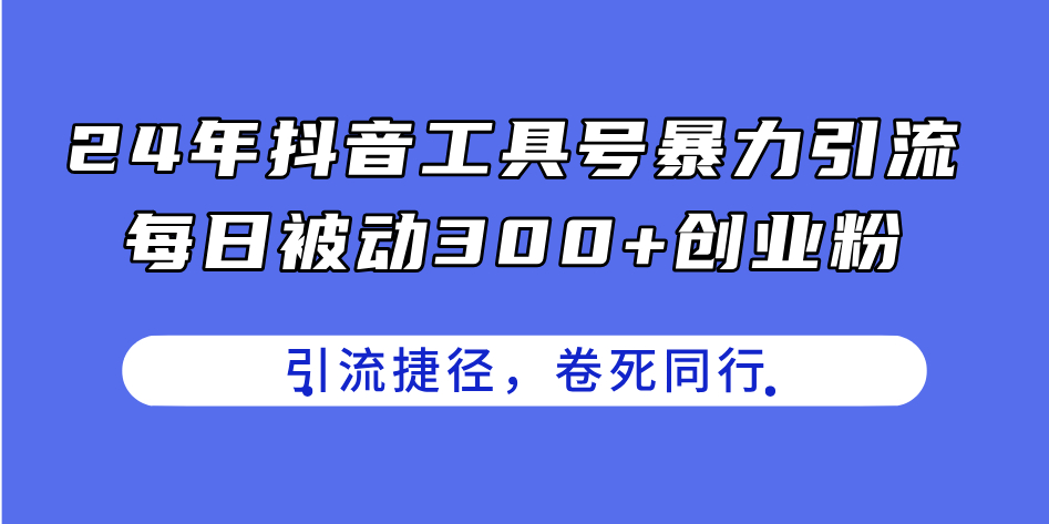 （11354期）24年抖音工具号暴力引流，每日被动300+创业粉，创业粉捷径，卷死同行-耐玩网创