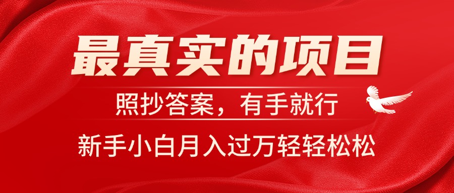 （11362期）最真实的项目，照抄答案，有手就行，新手小白月入过万轻轻松松-耐玩网创