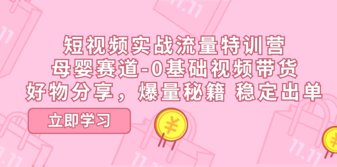 短视频实战流量特训营，母婴赛道-0基础带货，好物分享，爆量秘籍 稳定出单-耐玩网创