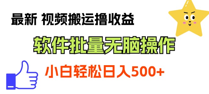（11386期）最新视频搬运撸收益，软件无脑批量操作，新手小白轻松上手-耐玩网创