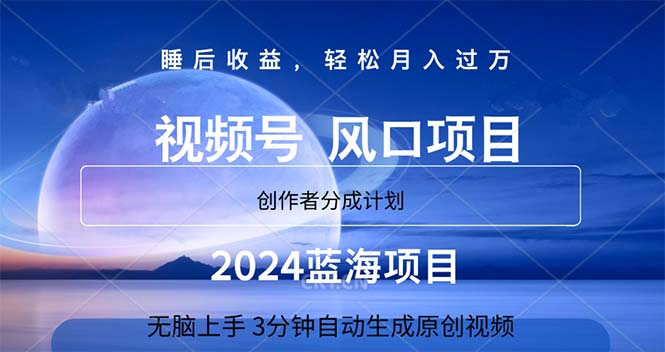 （11388期）2024蓝海项目，3分钟自动生成视频，月入过万-耐玩网创
