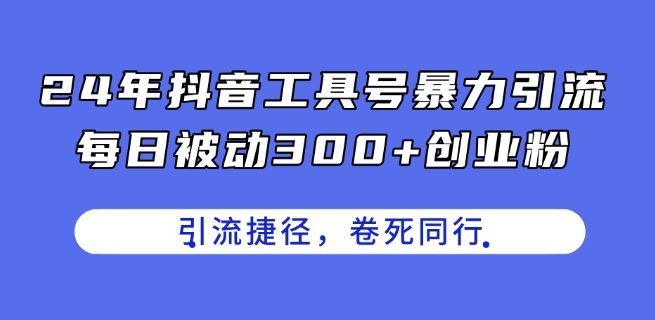 24年抖音工具号暴力引流，每日被动300+创业粉，创业粉捷径，卷死同行【揭秘】-耐玩网创