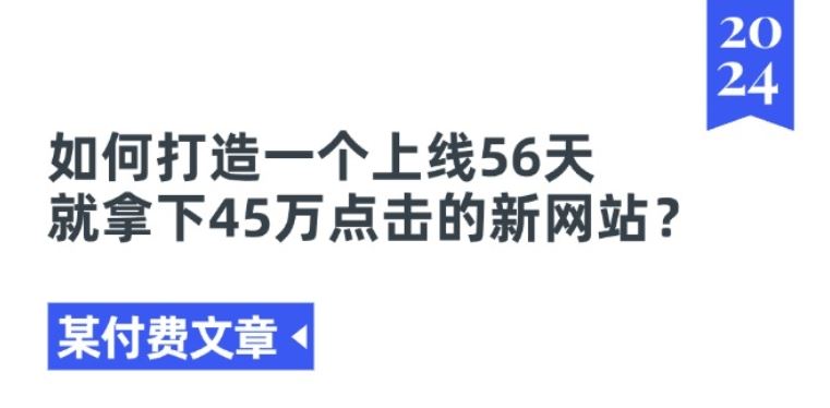 某付费文章《如何打造一个上线56天就拿下45万点击的新网站?》-耐玩网创