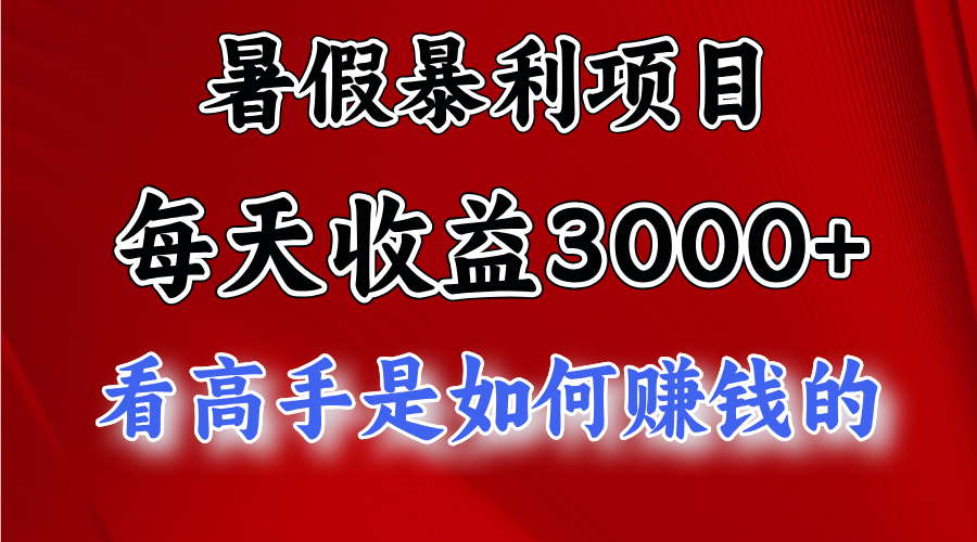 （11422期）暑假暴利项目，每天收益3000+ 努努力能达到5000+，暑假大流量来了-耐玩网创