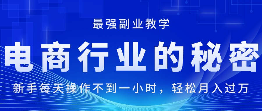 （11427期）电商行业的秘密，新手每天操作不到一小时，月入过万轻轻松松，最强副业…-耐玩网创