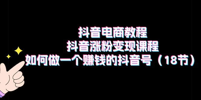 （11436期）抖音电商教程：抖音涨粉变现课程：如何做一个赚钱的抖音号（18节）-耐玩网创