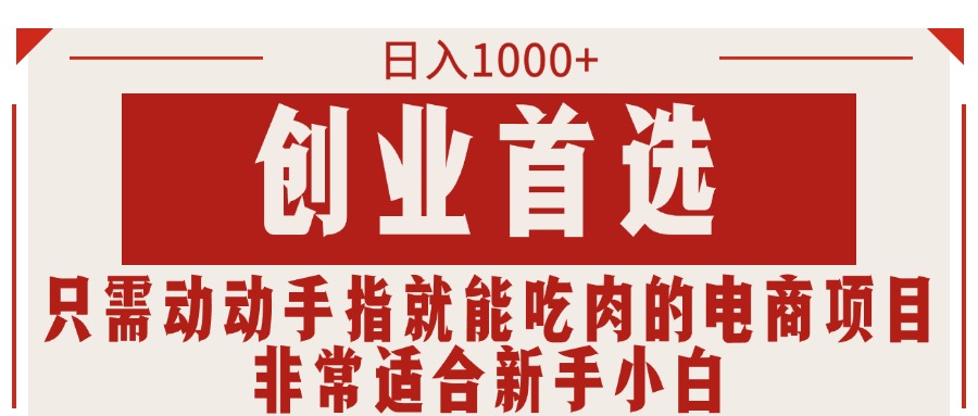 （11488期）只需动动手指就能吃肉的电商项目，日入1000+，创业首选，非常适合新手小白-耐玩网创