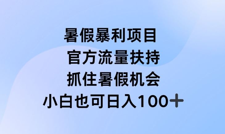 暑假暴利直播项目，官方流量扶持，把握暑假机会【揭秘】-耐玩网创