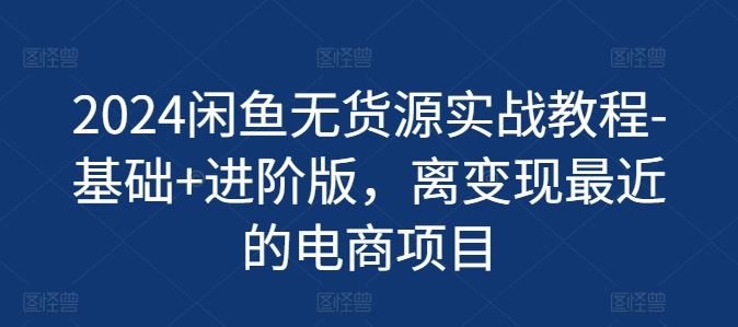 2024闲鱼无货源实战教程-基础+进阶版，离变现最近的电商项目-耐玩网创