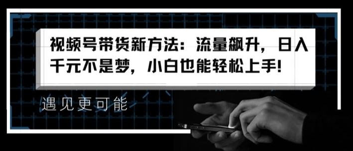 视频号带货新方法：流量飙升，日入千元不是梦，小白也能轻松上手【揭秘】-耐玩网创