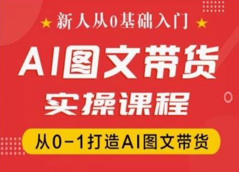 新人从0基础入门，抖音AI图文带货实操课程，从0-1打造AI图文带货-耐玩网创