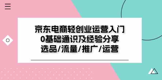 京东电商轻创业运营入门0基础通识及经验分享：选品/流量/推广/运营-耐玩网创