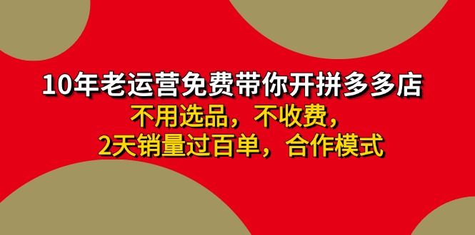 （11576期）拼多多-合作开店日入4000+两天销量过百单，无学费、老运营教操作、小白…-耐玩网创