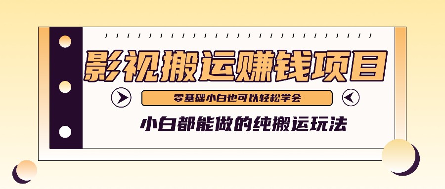 手把手教你操作影视搬运项目，小白都能做零基础也能赚钱-耐玩网创
