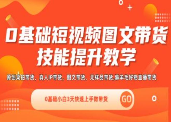 0基础短视频图文带货实操技能提升教学(直播课+视频课),0基础小白3天快速上手做带货-耐玩网创
