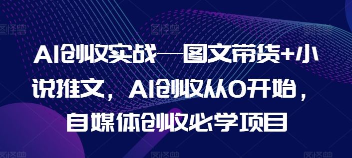 AI创收实战—图文带货+小说推文，AI创收从0开始，自媒体创收必学项目-耐玩网创