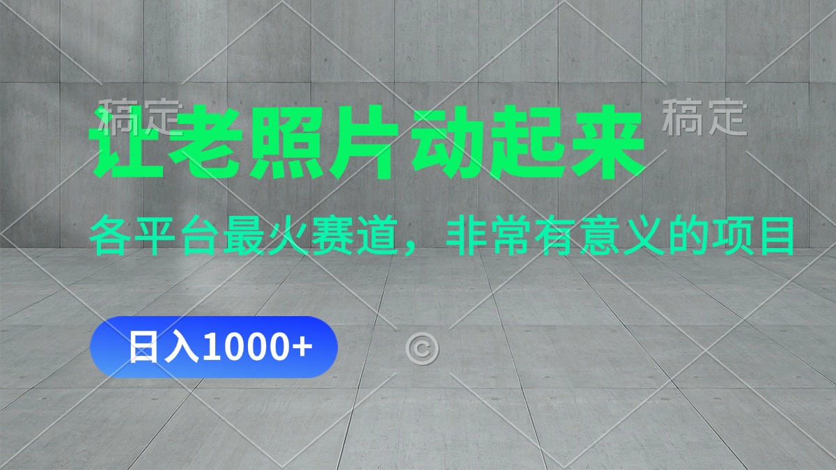 （11671期）让老照片动起来，一天变现1000+，各平台最火赛道，看完就会-耐玩网创
