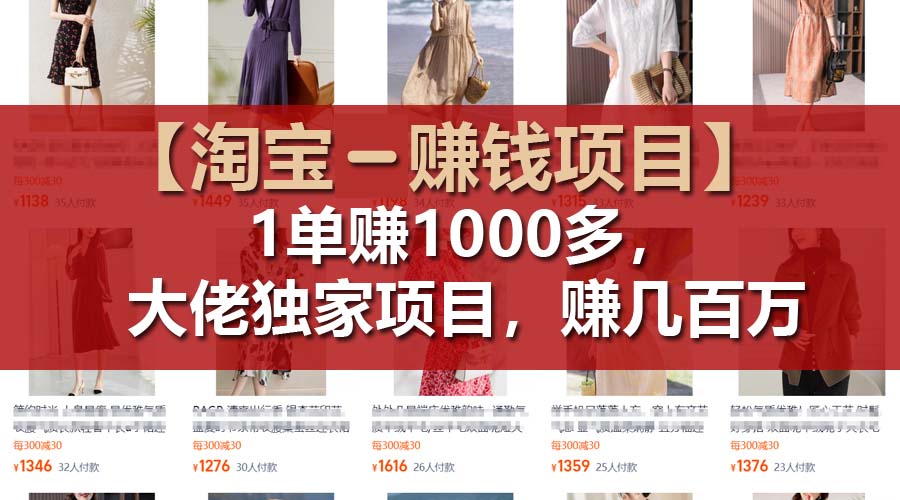 （11685期）【淘宝赚钱项目】1单可赚1000多，大佬独家项目，年赚几百万-耐玩网创