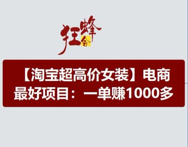 淘宝超高价女装项目，电商最好赛道，一单赚1000多-耐玩网创