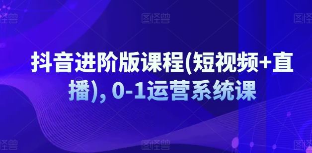 抖音进阶版课程(短视频+直播), 0-1运营系统课-耐玩网创
