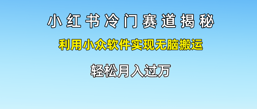 小红书冷门赛道揭秘,利用小众软件实现无脑搬运，轻松月入过万-耐玩网创