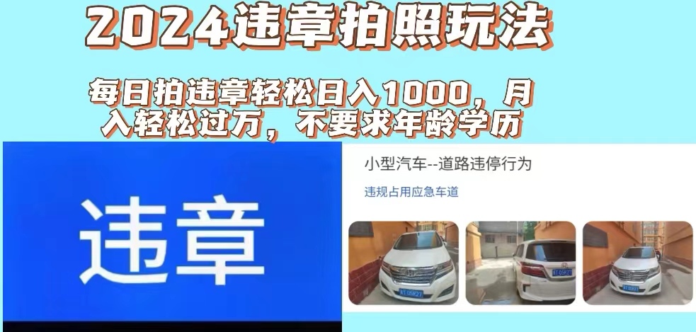 （11743期）2024违章拍照新玩法，推广躺赚+拍照赚钱双模式，日入1000+-耐玩网创