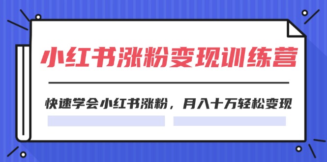 2024小红书19天涨粉变现特训营，快速学会小红书涨粉，月入十万轻松变现（42节）-耐玩网创