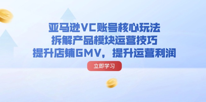 （11848期）亚马逊VC账号核心玩法，拆解产品模块运营技巧，提升店铺GMV，提升运营利润-耐玩网创
