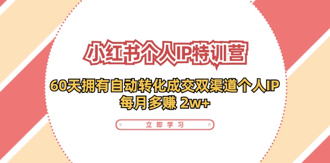 小红书个人IP陪跑营：两个月打造自动转化成交的多渠道个人IP，每月收入2w+（30节）-耐玩网创