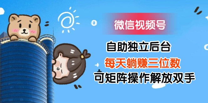 （11910期）微信视频号自助独立后台每天躺赚三位数可矩阵操作解放双手-耐玩网创