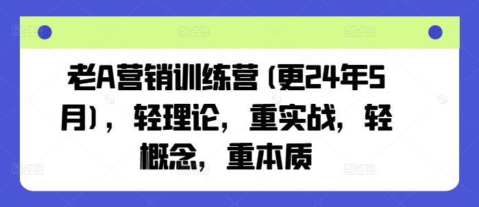 老A营销训练营(更24年7月)，轻理论，重实战，轻概念，重本质-耐玩网创